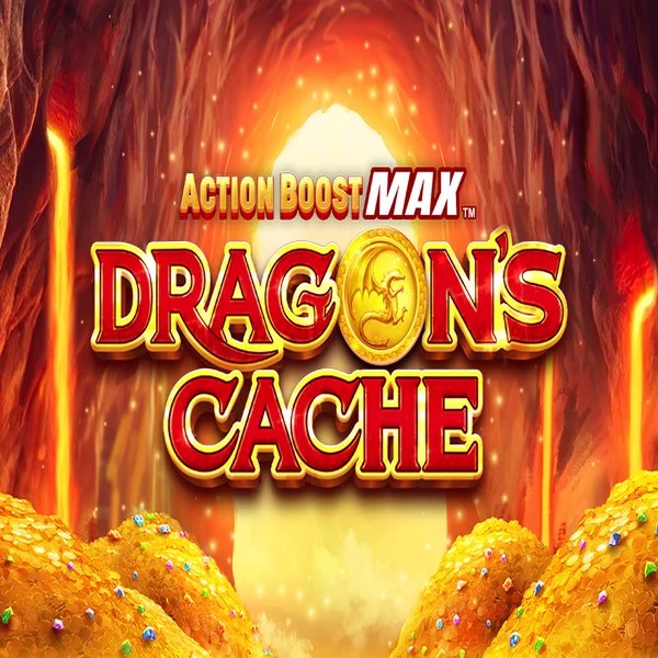Official Slots logo: Action Boost Max Dragon's Cache by SpinPlay Games at Lucky Twice Casino