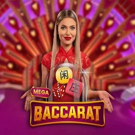 Mega Baccarat slot logo by Pragmatic Play at Lucky Twice Casino